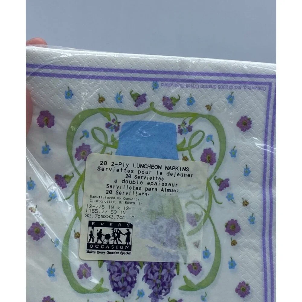 Every Occasion Purple Hyacinth 2-Ply Luncheon and Beverage Napkins 20 Count Each